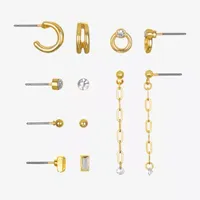 Bijoux Bar Delicates Huggie Stud & Drop Chain 6 Pair Earring Set