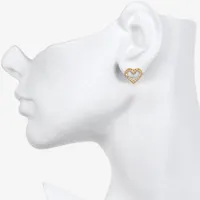 Bijoux Bar Delicates Pave 10.7mm Heart Stud Earrings