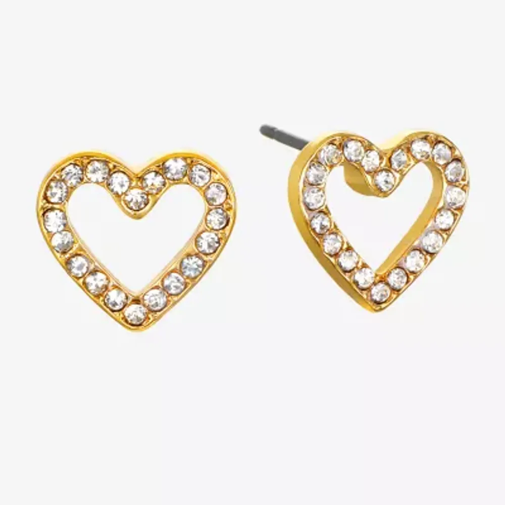 Bijoux Bar Delicates Pave 10.7mm Heart Stud Earrings