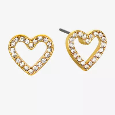 Bijoux Bar Delicates Pave 10.7mm Heart Stud Earrings