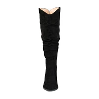 Journee Collection Womens Aneil Wide Calf Stacked Heel Over the Knee Boots