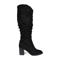 Journee Collection Womens Aneil Wide Calf Stacked Heel Over the Knee Boots