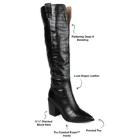 Journee Collection Womens Therese Extra Wide Calf Stacked Heel Riding Boots