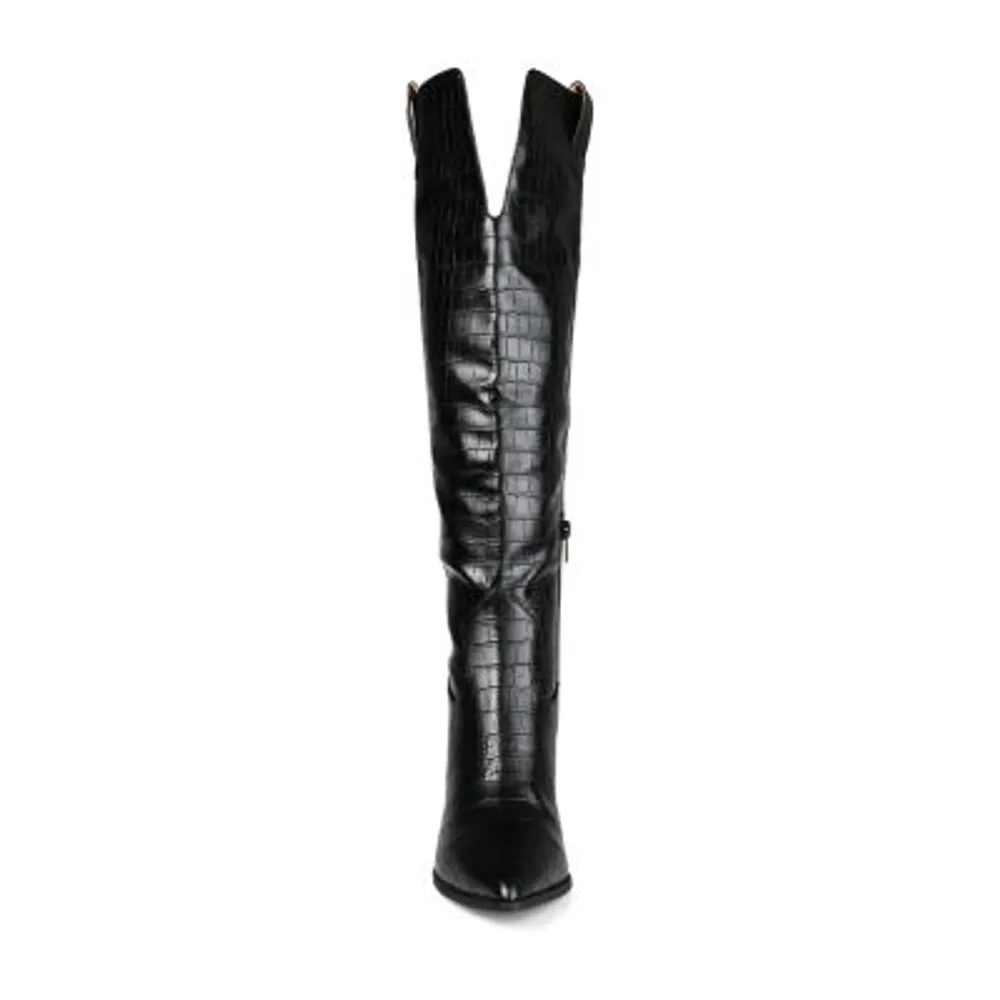 Journee Collection Womens Therese Extra Wide Calf Stacked Heel Riding Boots