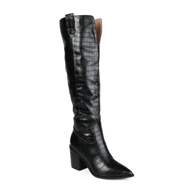 Journee Collection Womens Therese Extra Wide Calf Stacked Heel Riding Boots
