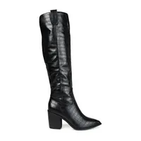 Journee Collection Womens Therese Extra Wide Calf Stacked Heel Riding Boots