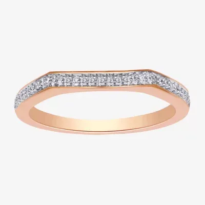 Surrounded by Love 2MM Diamond Accent Natural White 14K Rose Gold Over Silver Sterling Wedding Band