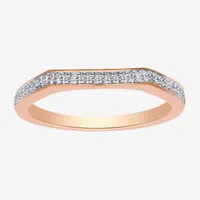 Surrounded by Love 2MM Diamond Accent Natural White 14K Rose Gold Over Silver Sterling Wedding Band