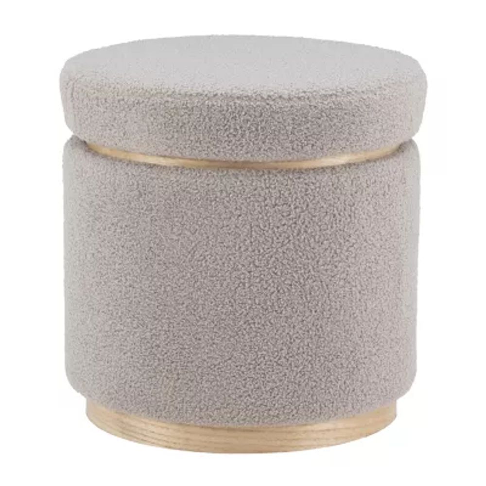 Berlinda Sherpa Round Storage Ottoman