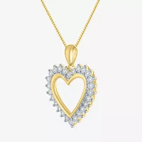 Womens 1/10 CT. T.W. Natural White Diamond 14K Gold Over Silver Heart Pendant Necklace