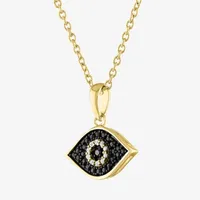 Diamond Accent Womens Diamond Accent Natural Black Diamond 14K Gold Over Silver Evil Eye Pendant Necklace