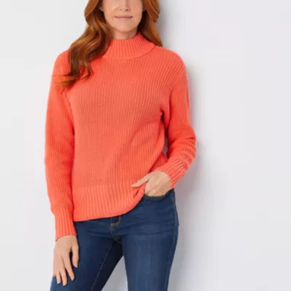 St. John's Bay Womens Mock Neck Long Sleeve Pullover Sweater