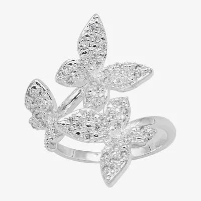 Sparkle Allure Womens Cubic Zirconia Pure Silver Over Brass Butterfly Bypass  Cocktail Ring