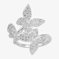 Sparkle Allure Cubic Zirconia Pure Silver Over Brass Butterfly Bypass  Cocktail Ring