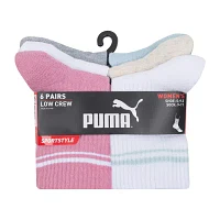 PUMA Sportstyle Training Low 6 Pair Crew Socks Womens