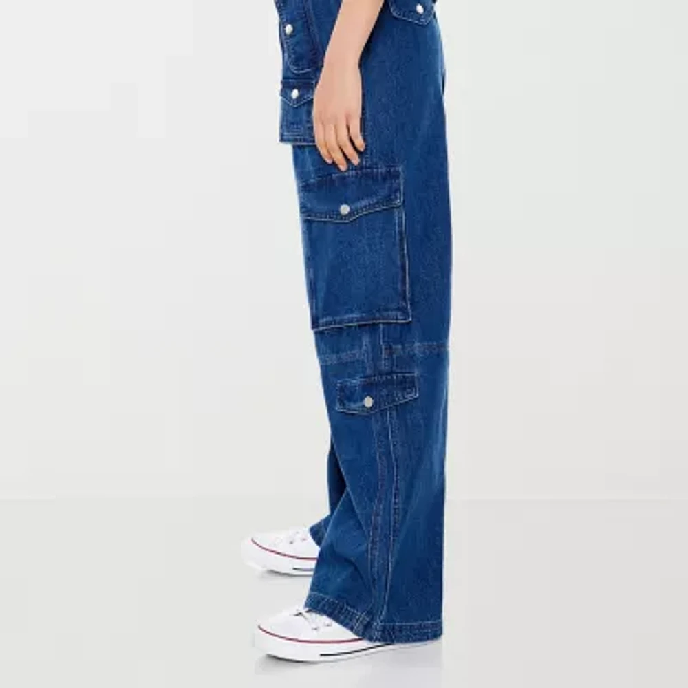 Forever 21 Juniors Cargo Womens Mid Rise Baggy Fit Jean