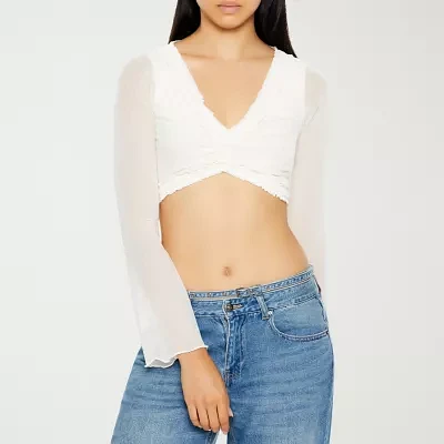 Forever 21 Womens Long Sleeve Crop Top Juniors