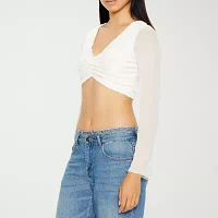 Forever 21 Womens Long Sleeve Crop Top Juniors