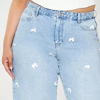 Forever 21 Juniors Plus Womens High Rise Straight Leg Jean