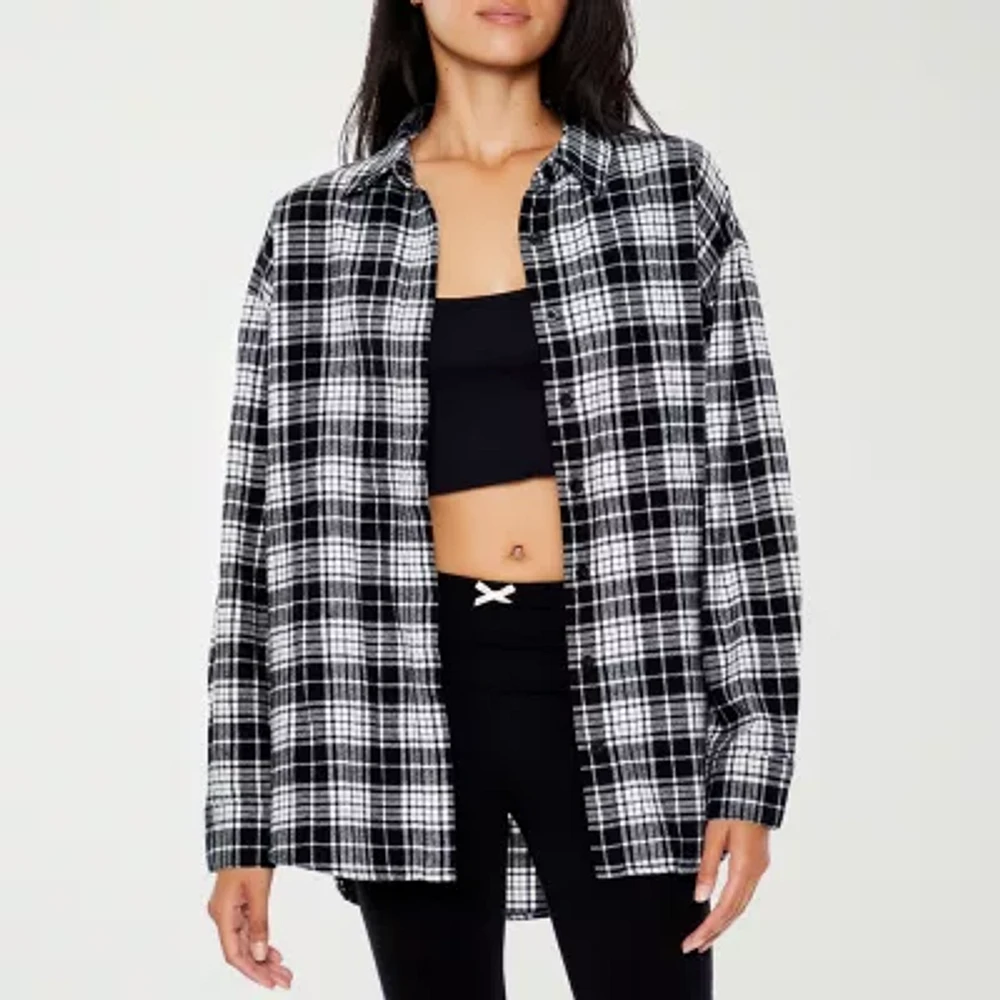 Forever 21 Juniors Plaid Womens Long Sleeve Flannel Shirt