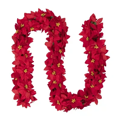 Northlight Red Poinsettia Floral Unlit Christmas Indoor Garland