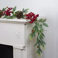 Northlight Pine Springs Berries And Pine Cones Unlit Indoor Christmas Garland