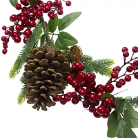 Northlight Pine Springs Berries And Pine Cones Unlit Indoor Christmas Garland