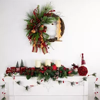 Northlight Pine Berry And Snowflake White Lights Pre-Lit Christmas Indoor Garland