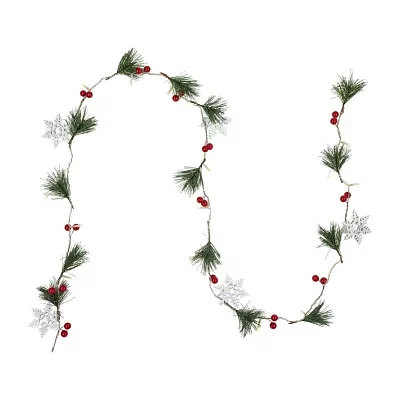 Northlight Pine Berry And Snowflake White Lights Pre-Lit Christmas Indoor Garland