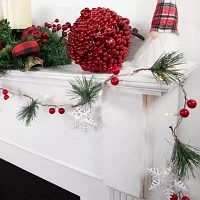 Northlight Pine Berry And Snowflake White Lights Pre-Lit Christmas Indoor Garland