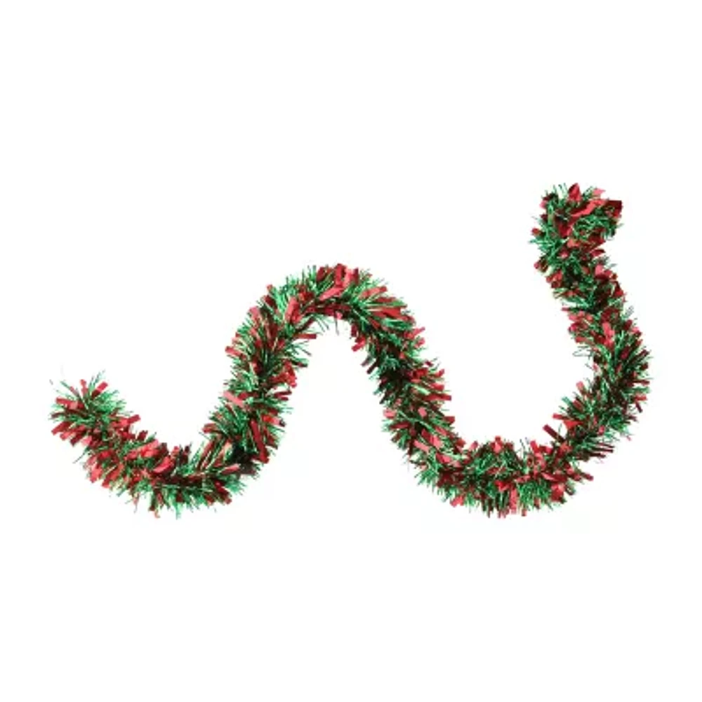 Northlight Red And Green Wide Cut Tinsel Unlit Indoor Christmas Garland