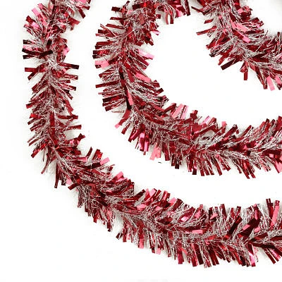 Northlight Red And White Wide Cut Snowblush Tinsel Unlit Indoor Christmas Garland