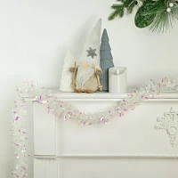 Northlight Iridescent And Snowblush Wide Cut Tinsel Unlit Outdoor Christmas Garland