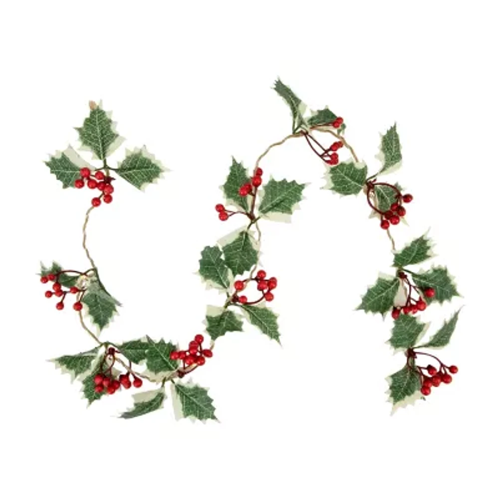 Northlight Holly And Berry White Led Lights Pre-Lit Indoor Christmas Garland