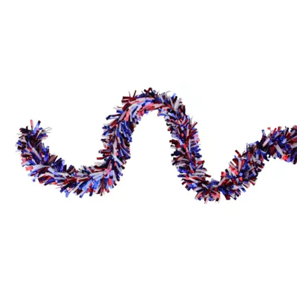 Northlight Red And Blue Wide Cut Patriotic Tinsel Unlit Indoor Christmas Garland