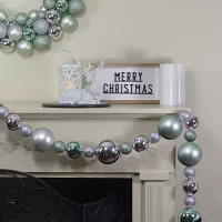 Northlight Silver And Seafoam Green 3-Finish Ball Christmas Indoor Garland