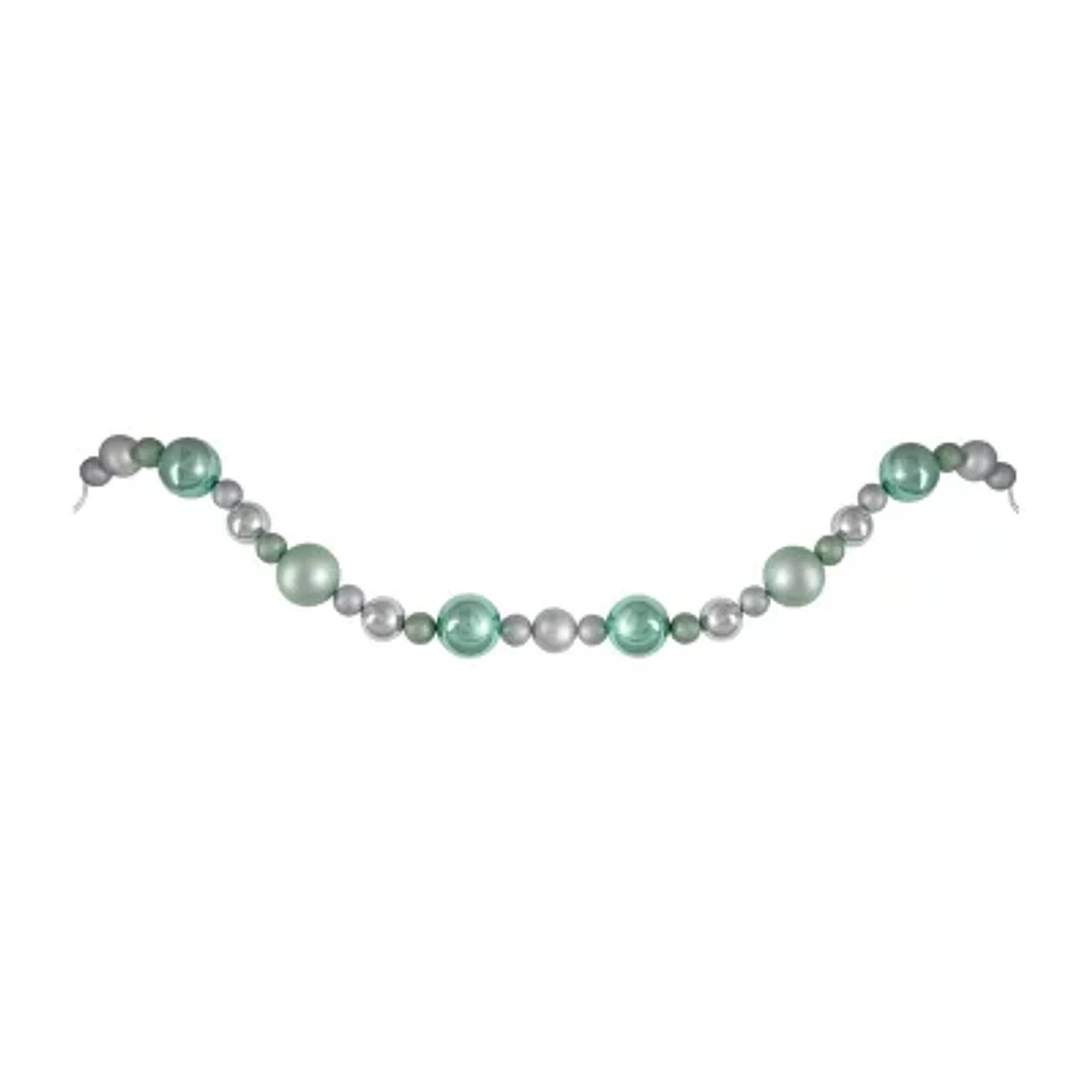 Northlight Silver And Seafoam Green 3-Finish Ball Indoor Christmas Garland