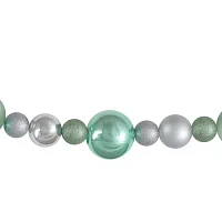 Northlight Silver And Seafoam Green 3-Finish Ball Christmas Indoor Garland