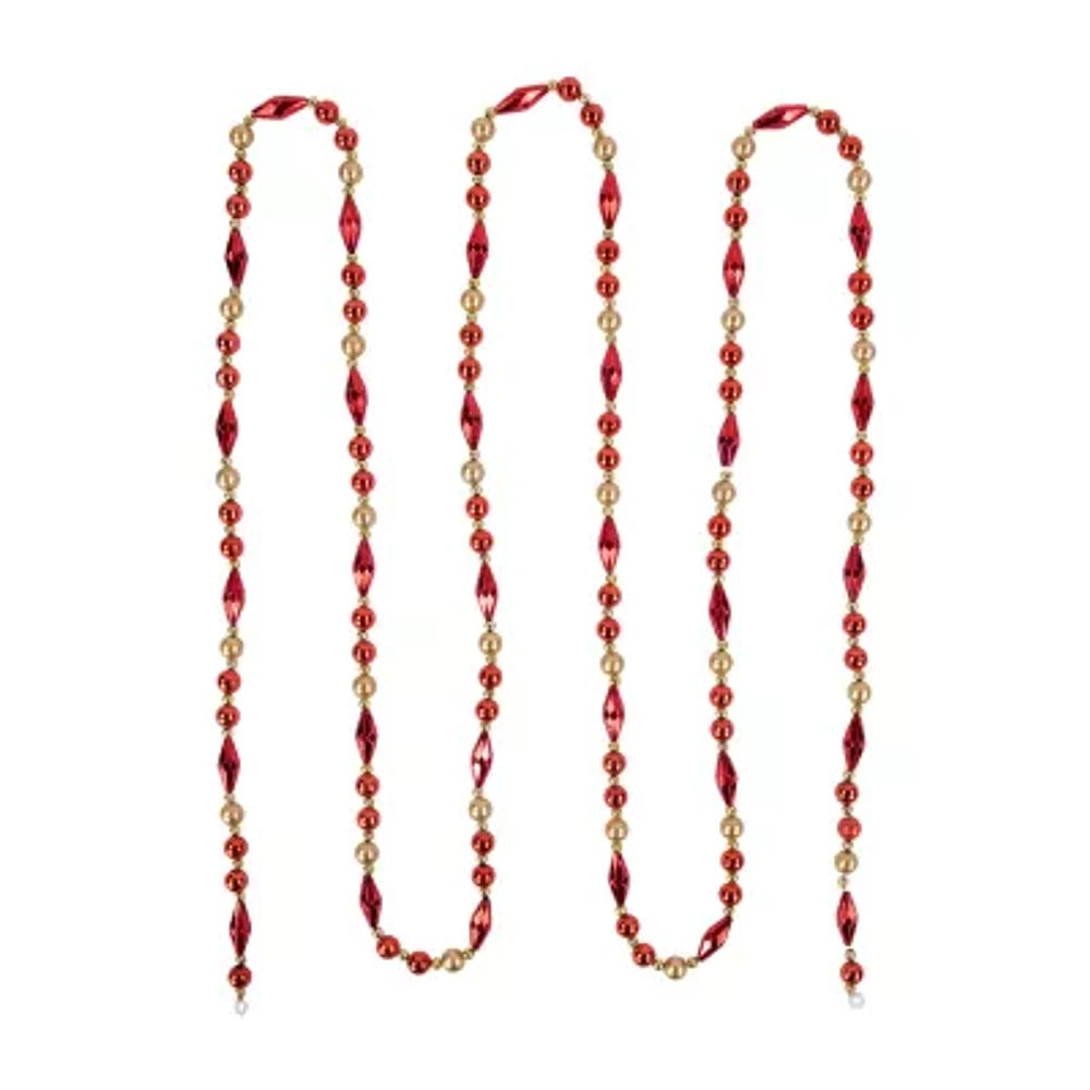 Northlight Shiny And Matte Red And Gold Beaded Unlit Christmas Outdoor Garland