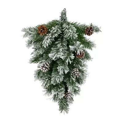 Northlight Snowy Flocked Angel Pine With Pine Cones Unlit Christmas Swags