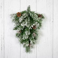 Northlight Snowy Flocked Angel Pine With Pine Cones Unlit Christmas Swags