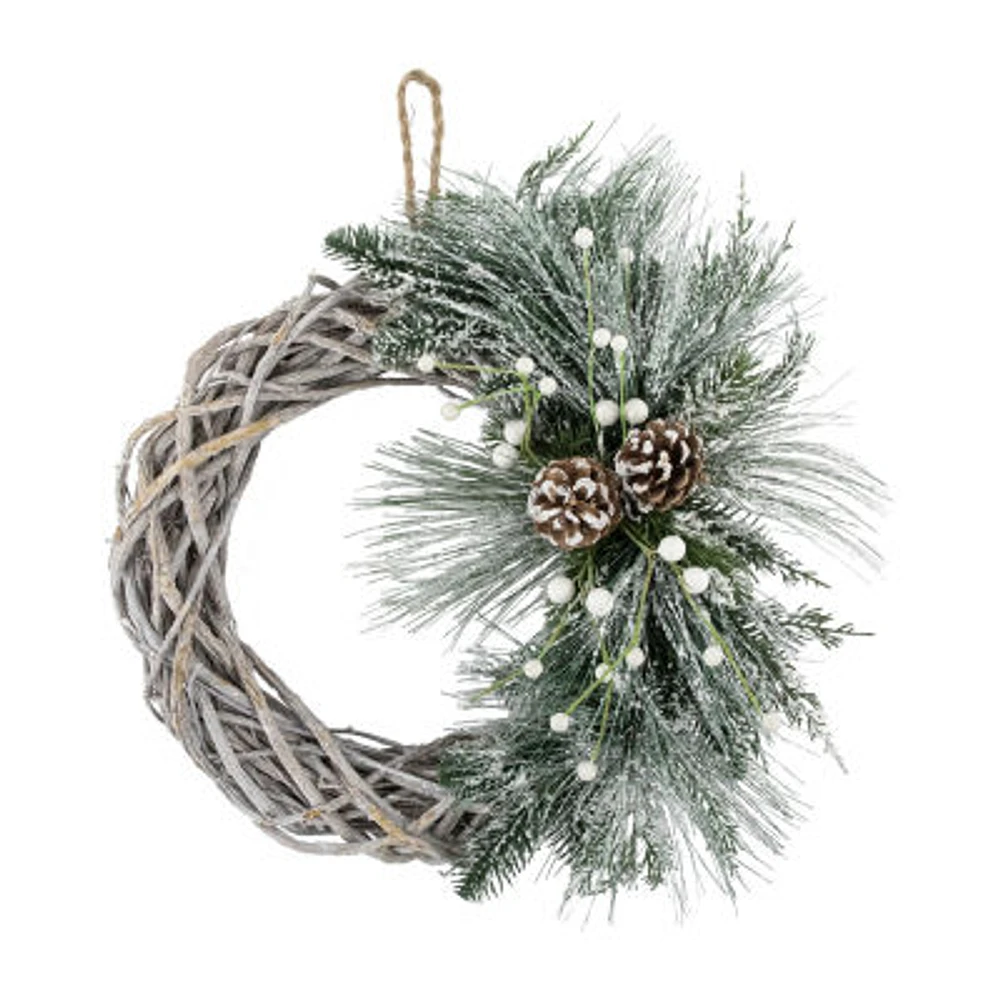 Northlight Frosted Pine Cone And Foliage Unlit Indoor Christmas Wreath