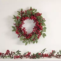 Northlight Lush Berry And Leaf Unlit Indoor Christmas Wreath