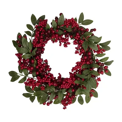 Northlight Lush Berry And Leaf Unlit Indoor Christmas Wreath