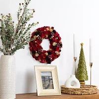 Northlight Wooden Roses Apples And Pearls Unlit Indoor Christmas Wreath