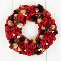 Northlight Wooden Roses Apples And Pearls Unlit Indoor Christmas Wreath