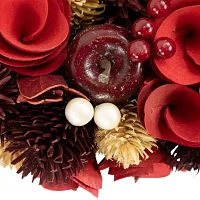 Northlight Wooden Roses Apples And Pearls Unlit Indoor Christmas Wreath