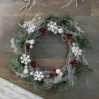 Northlight Snowflakes And Berries Winter Foliage Unlit Indoor Christmas Wreath