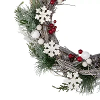 Northlight Snowflakes And Berries Winter Foliage Unlit Indoor Christmas Wreath