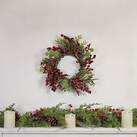 Northlight Frosted Red Berry And Pine Unlit Indoor Christmas Wreath